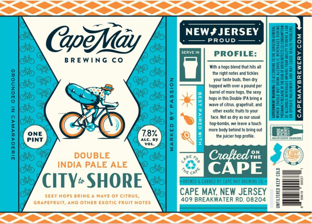 Cape May City to Shore Double IPA 16oz -4 pk